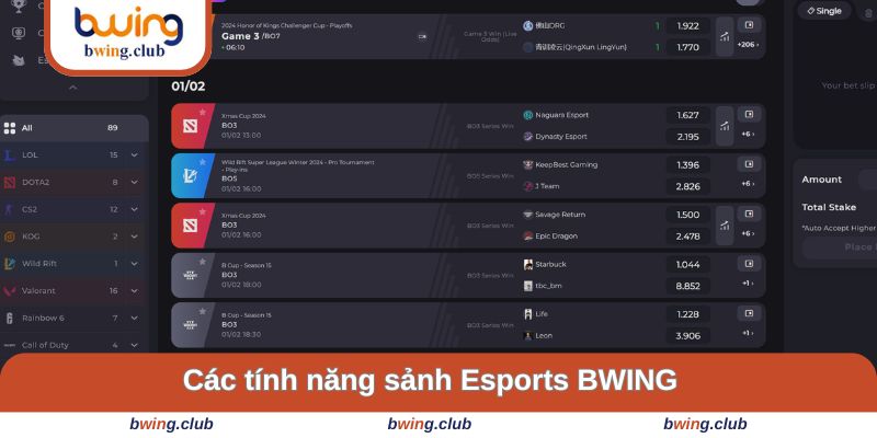 Tính năng nổi bật sảnh game