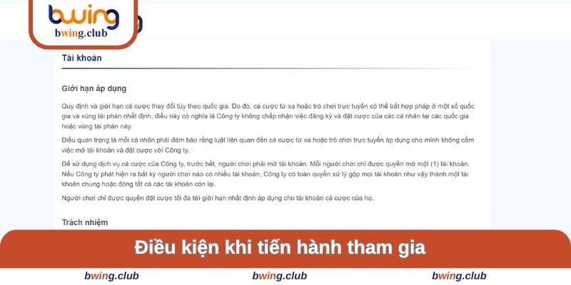 Điều kiện khi tiến hành tham gia