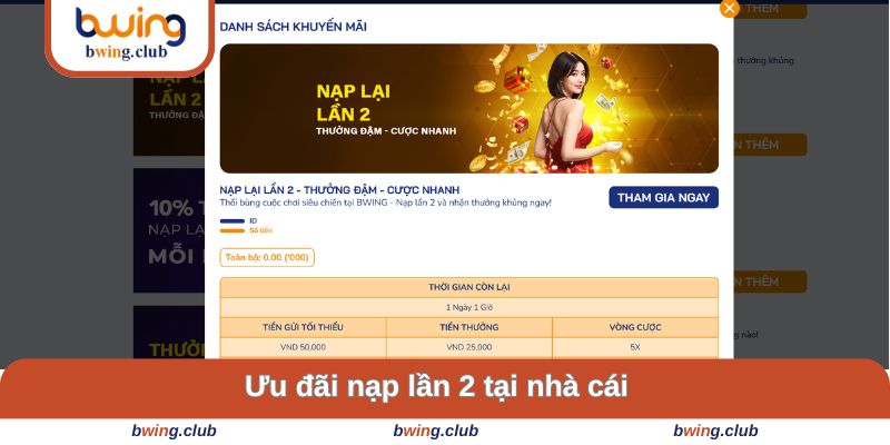 Ưu đãi nạp lần 2 cực khủng